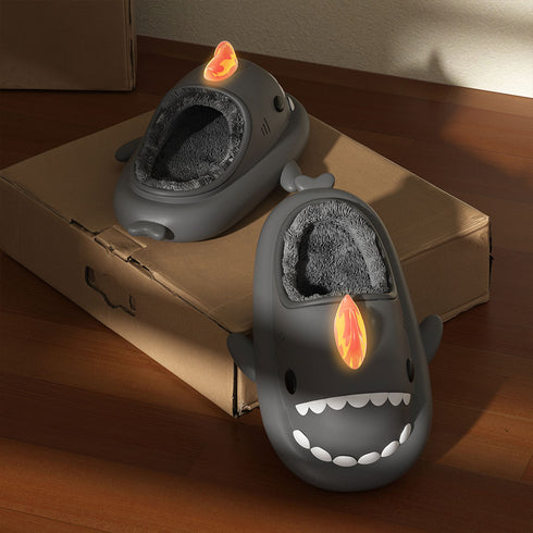 Sharkicks Basic - Hiver, Chaussons Requins Kaiju de Feu, Talon Ouvert